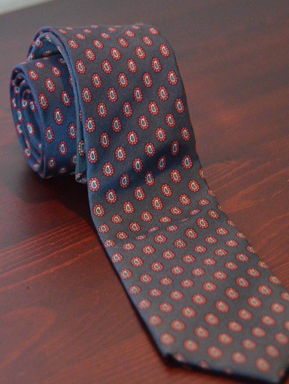 Vintage Angelo Bosani Tie Rack Silk Foulard Pattern Slim Necktie - Made in Italy